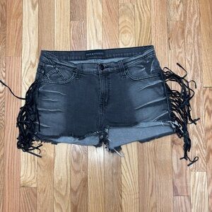 Rock &‎ Republic Lolita Black Denim Fringe Cut Off Shorts - 12